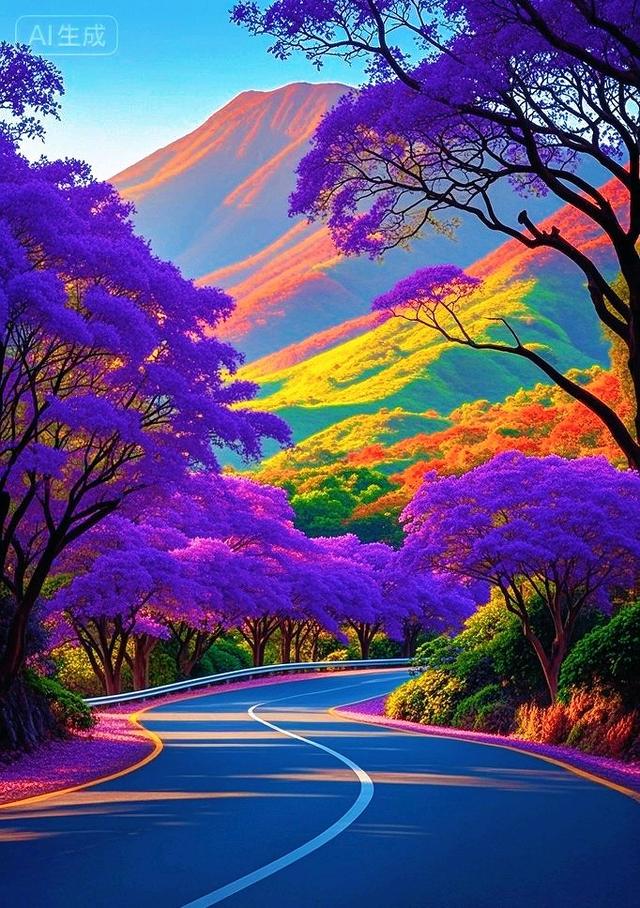 这条紫花满径的山间公路，美得不像话！