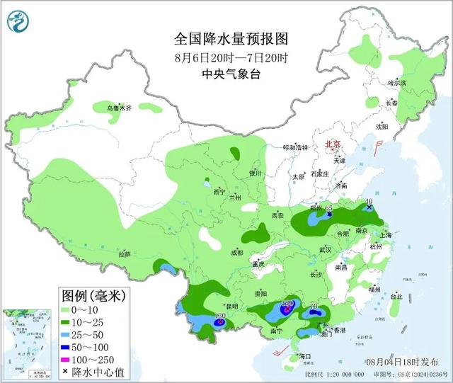 本轮强降雨中心已定，今日夜间至8月5日天气，暴雨大暴雨分布如下