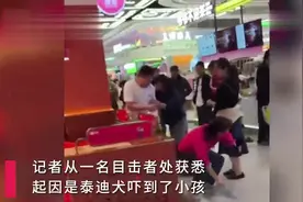 吓到小孩，武汉一商场内未拴绳泰迪狗被男子怒摔，狗主人大喊“我错了”！ 律师：狗主人有错 男子也不对！图片