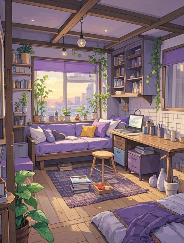 紫色治愈系小屋，心灵温暖的港湾