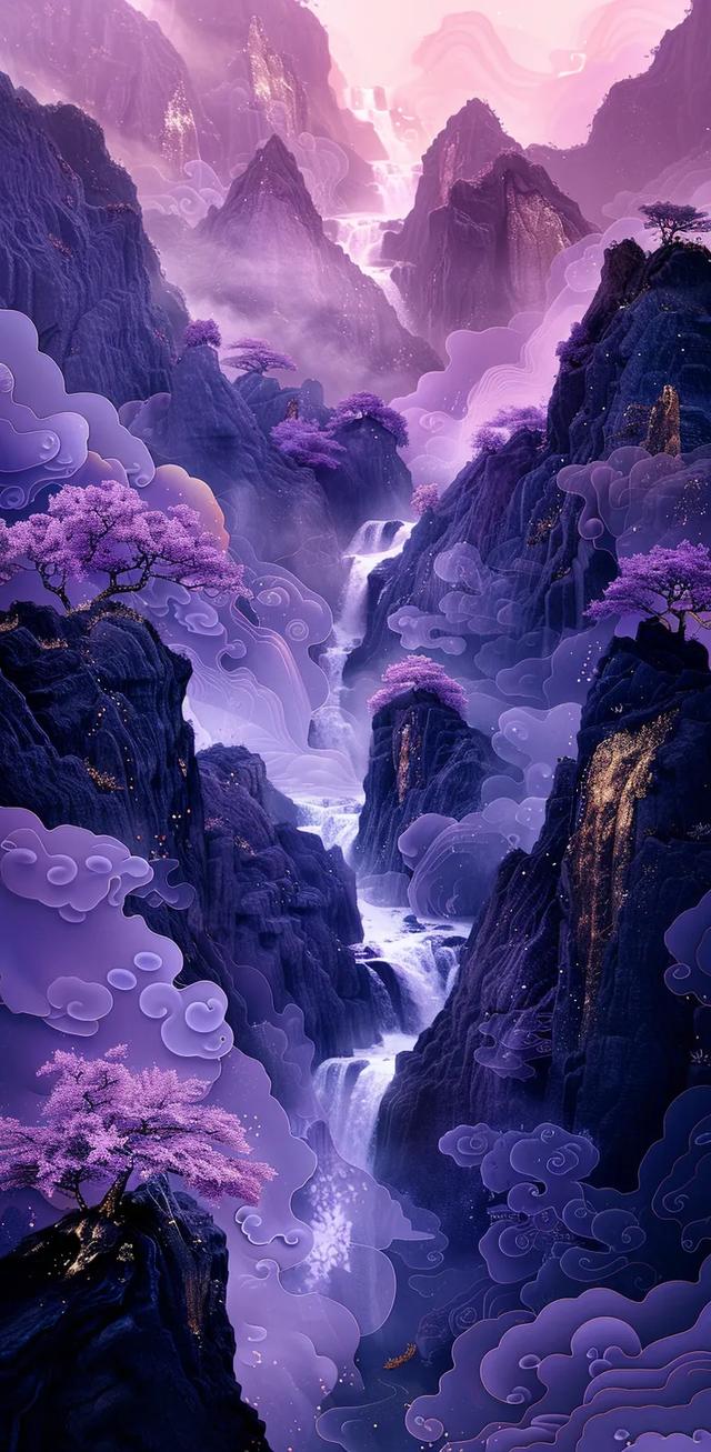 紫色山川湖海壁纸｜和舒服的人在一起 连沉默都是快乐的