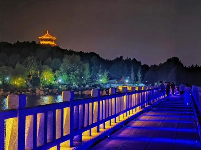 虎山公园夜游渐火 光影交织引客来