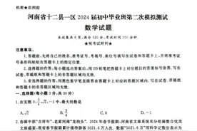 2024年河南省十二县一区中考二模数学模拟试卷及参考答案图片