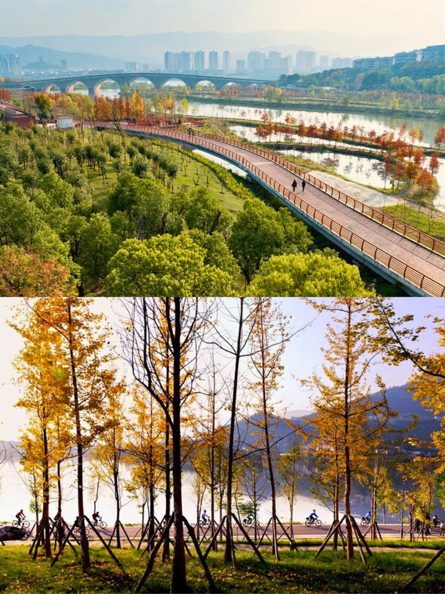 初冬必去，这里的水上彩林美成油画！