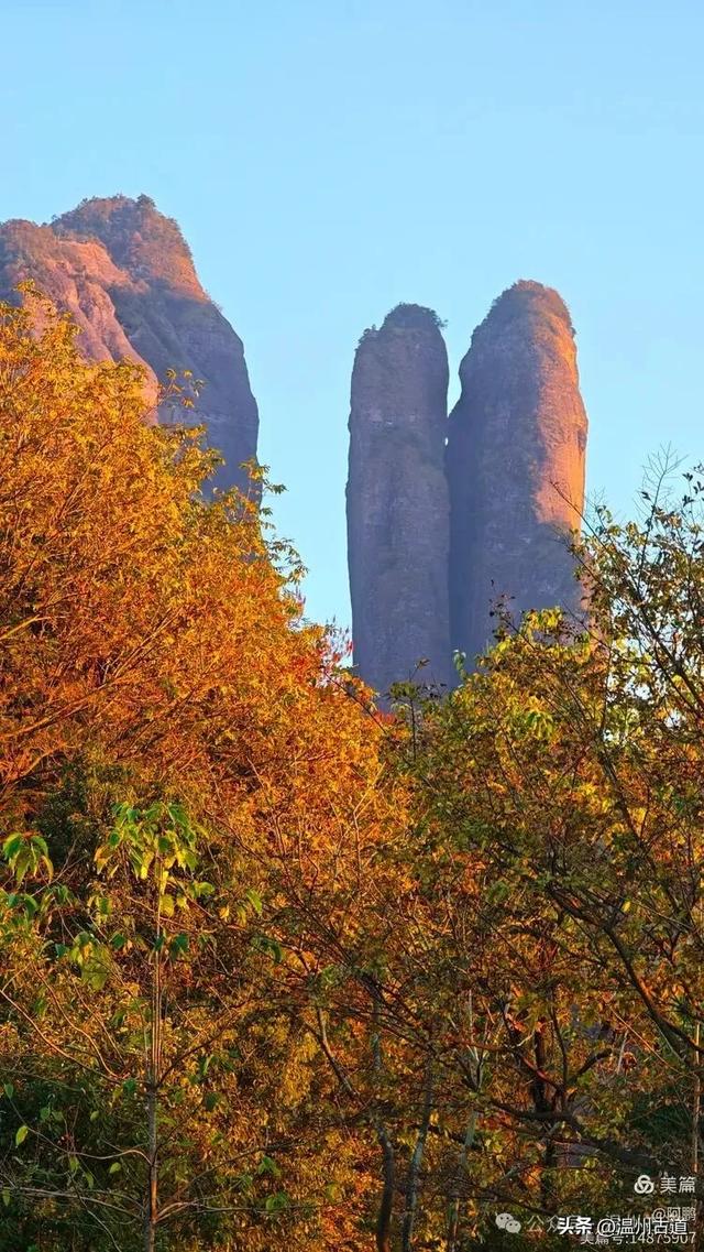 浙处丹霞地貌秋色斑斓超壮观，秋日必打卡之地！