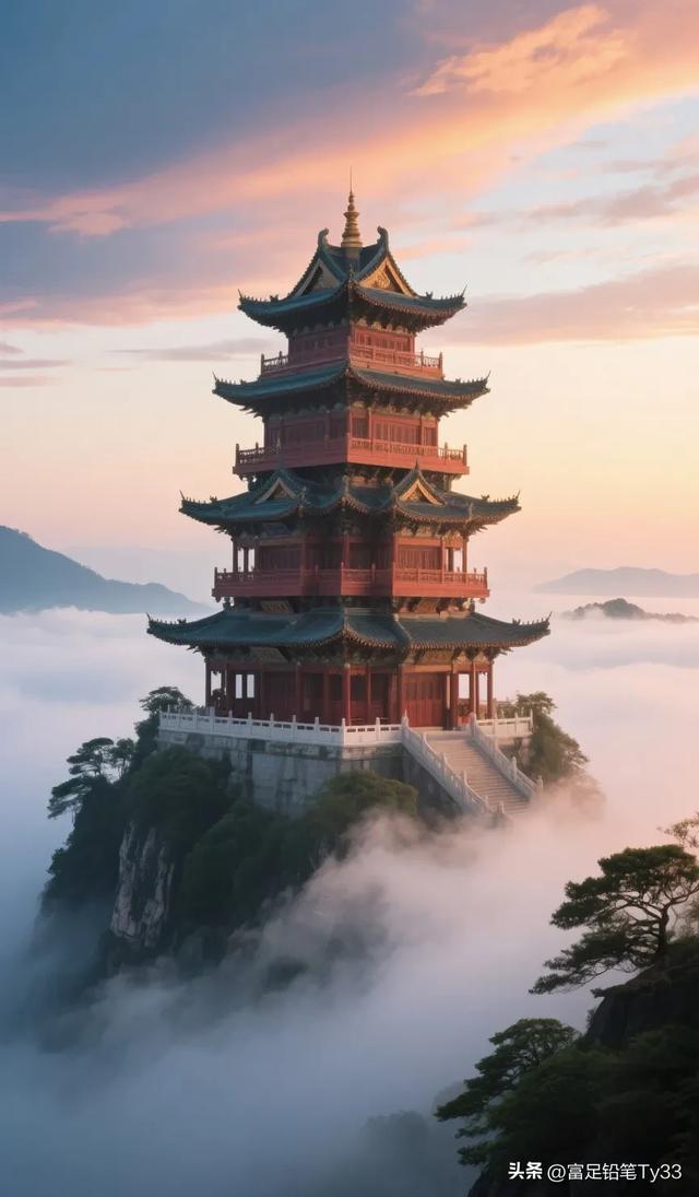 云海之上，古塔耸立，仙境般的美景！