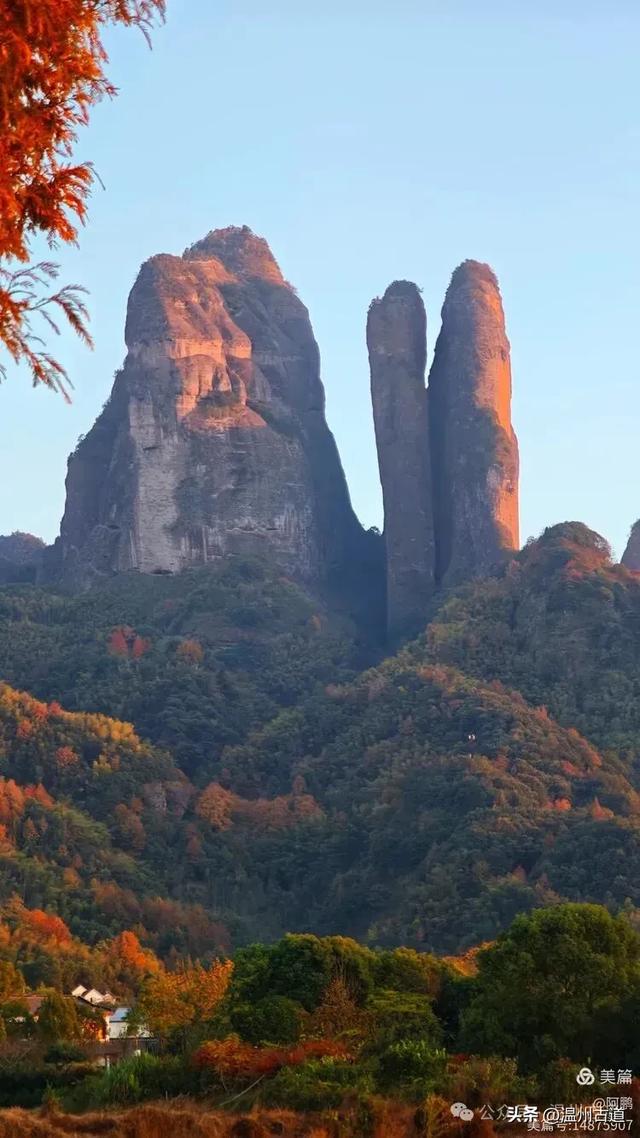 浙处丹霞地貌秋色斑斓超壮观，秋日必打卡之地！