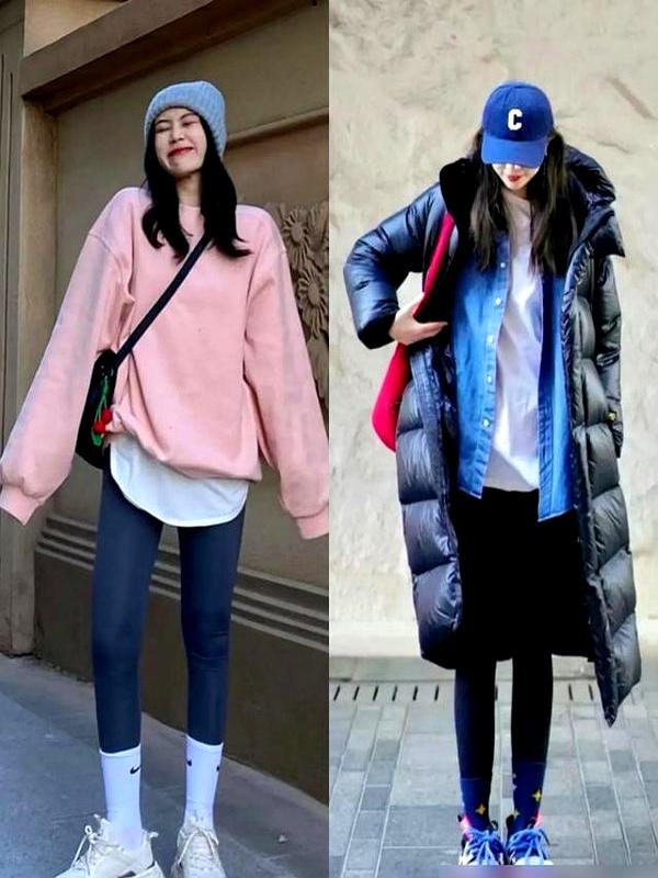 被北京上海街拍惊艳了！满街都是“冬服+瑜伽裤”，洋气时髦保暖