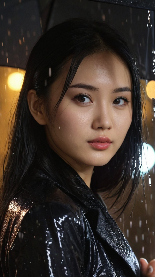 美女写真——雨中的女孩