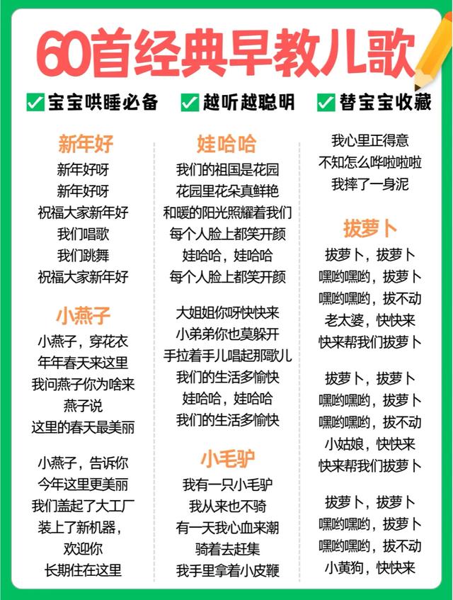 0-3岁娃开口早的秘密！60首幼儿园早教儿歌，每天听宝宝早说话