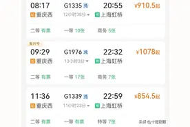 重庆西到上海虹桥有三趟高铁列车，为啥G1976次复兴号却要13小时图片