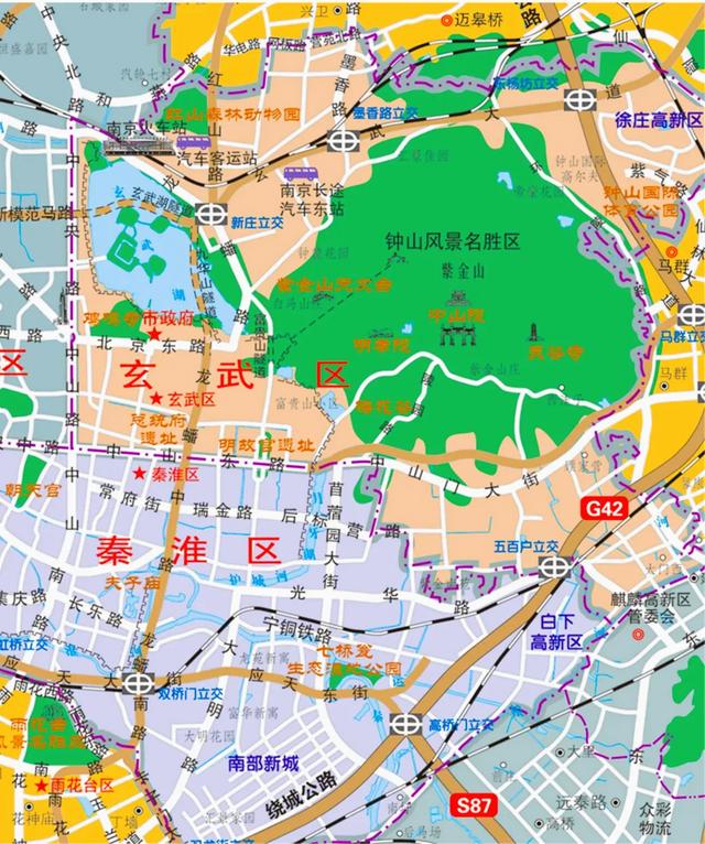 南京老城区经典路线，从中山码头到鼓楼、新街口，往东通往中山陵