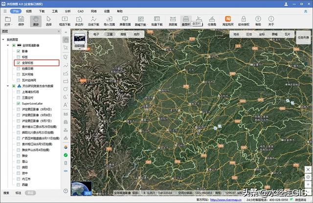 天地图风格的全球地名路网标签瓦片