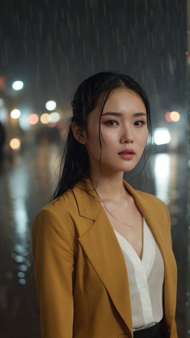 美女写真——雨中的女孩