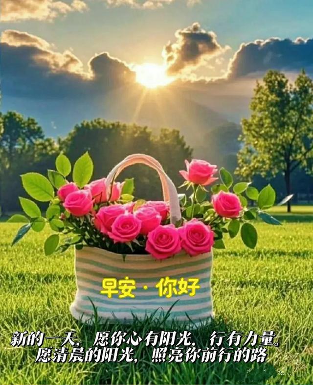 早上好早安祝福美图/静观天边云卷云舒，笑看庭前花开花落
