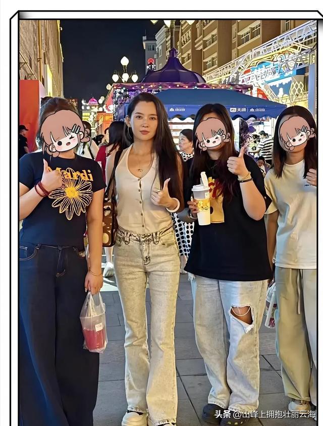 新疆偶遇汪峰女友森林北，穿着简单但身材超好，异域美女的既视感