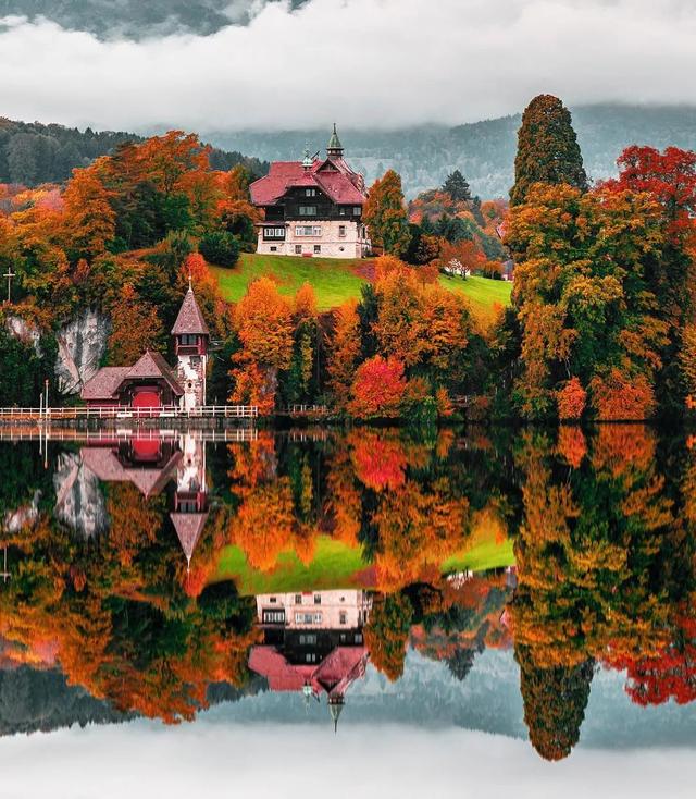 秋天的色彩，染在树上，也映在了水里