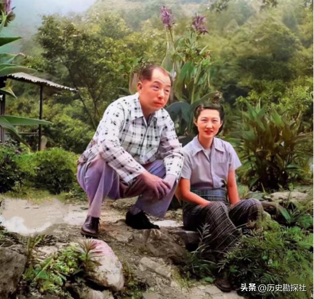 张学良和赵一荻被幽禁的真实彩色照，35岁赵一荻皮肤白皙风韵犹存