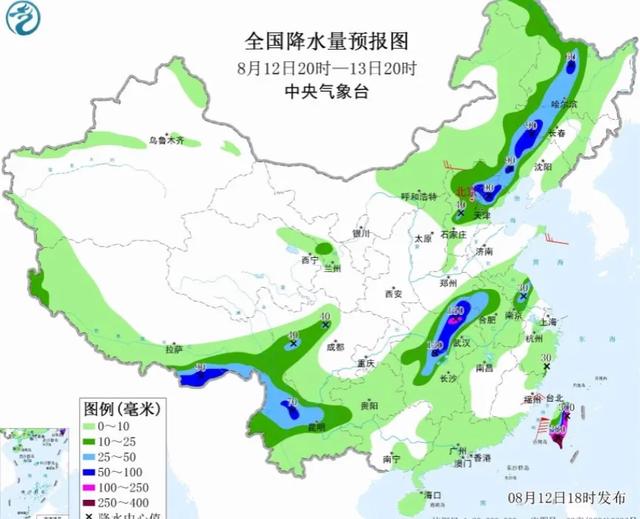 本轮强降雨中心已定，明日8月13号天气，大暴雨特大暴雨分布如下