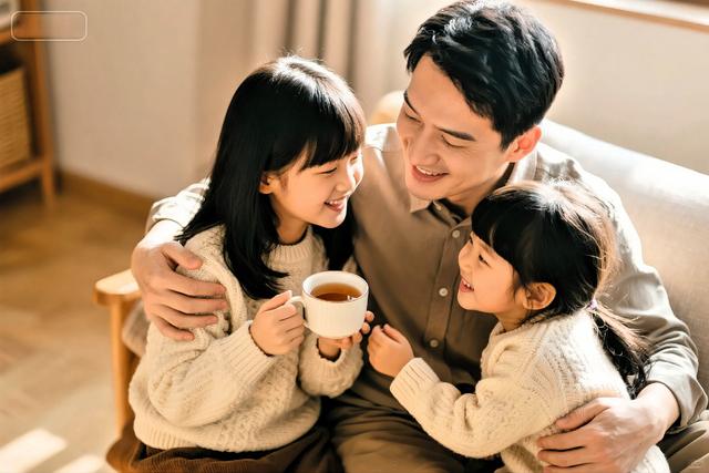 左手抱着儿子，右手牵着女儿，满脸的高兴，生男生女有区别吗？