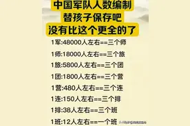 中国军队人数编制，一目了然，替孩子保存吧，没有比这个更全的了图片