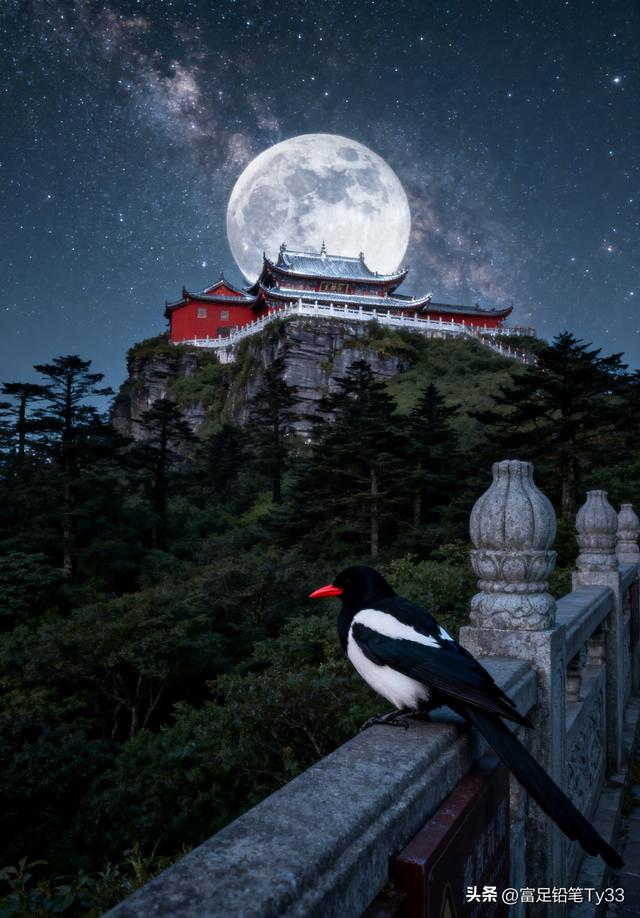 仙境中的古寺，飞鸟掠过，云海翻腾，如梦如幻！