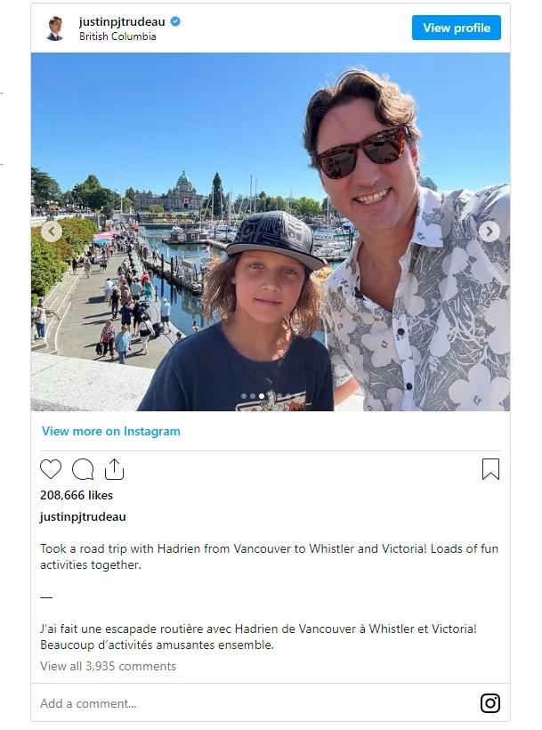 特鲁多变身“旅游博主”! 带娃自驾爽玩BC, 退休金多到根本花不完！