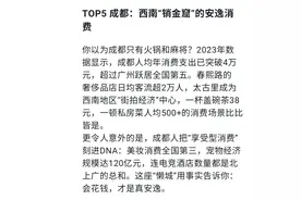 DeepSeek排名：中国消费超高城市Top5！第一名竟是它！图片