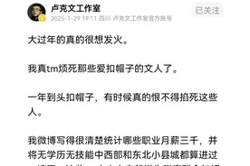 卢克文发文怒骂：我只是问谁会月薪3000？你们扣帽子说我脱离群众图片