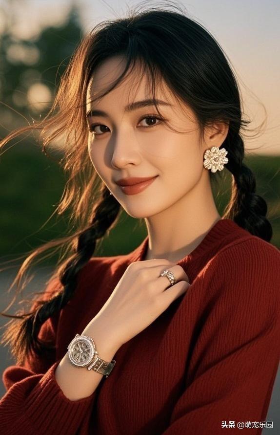 冬日午后红衣女子，花瓣耳饰配暖阳，这画面值得回味