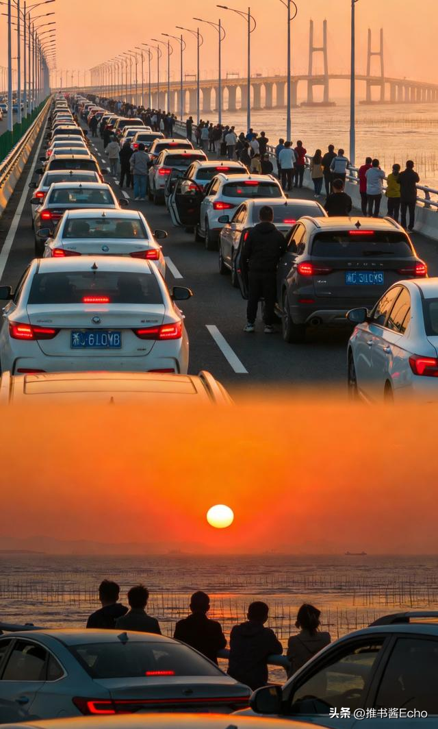 江浙大军挤爆霞浦大桥：我在堵车的桥上，看到了最治愈的落日