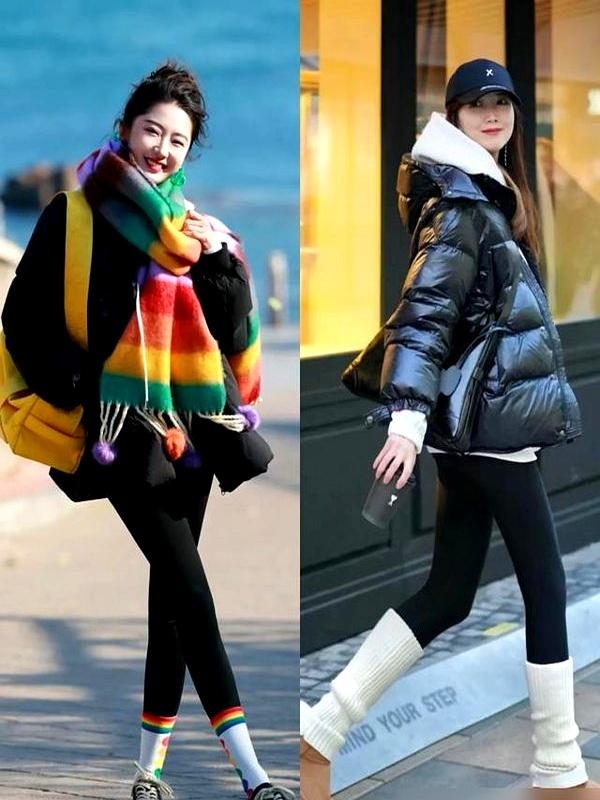 被北京上海街拍惊艳了！满街都是“冬服+瑜伽裤”，洋气时髦保暖