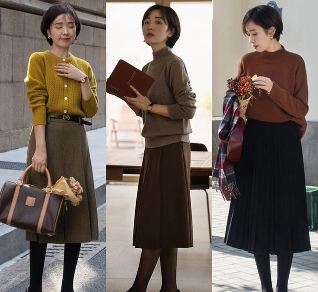 “毛衣+半裙”才是真温柔！秋天出门再搭对鞋子、外套，特高级