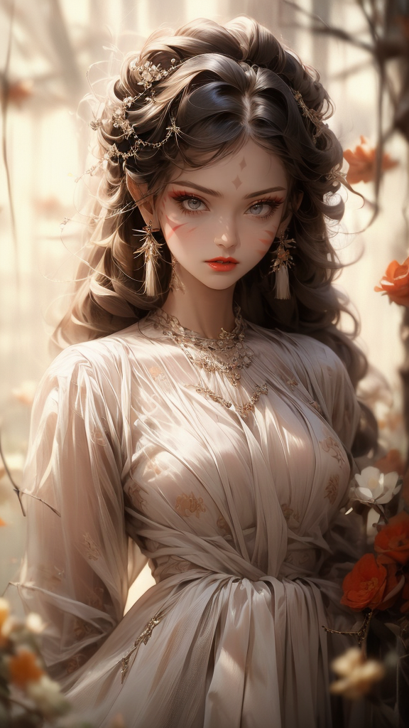 高清动漫壁纸｜AI生成的图片，在花丛中的梦幻女孩