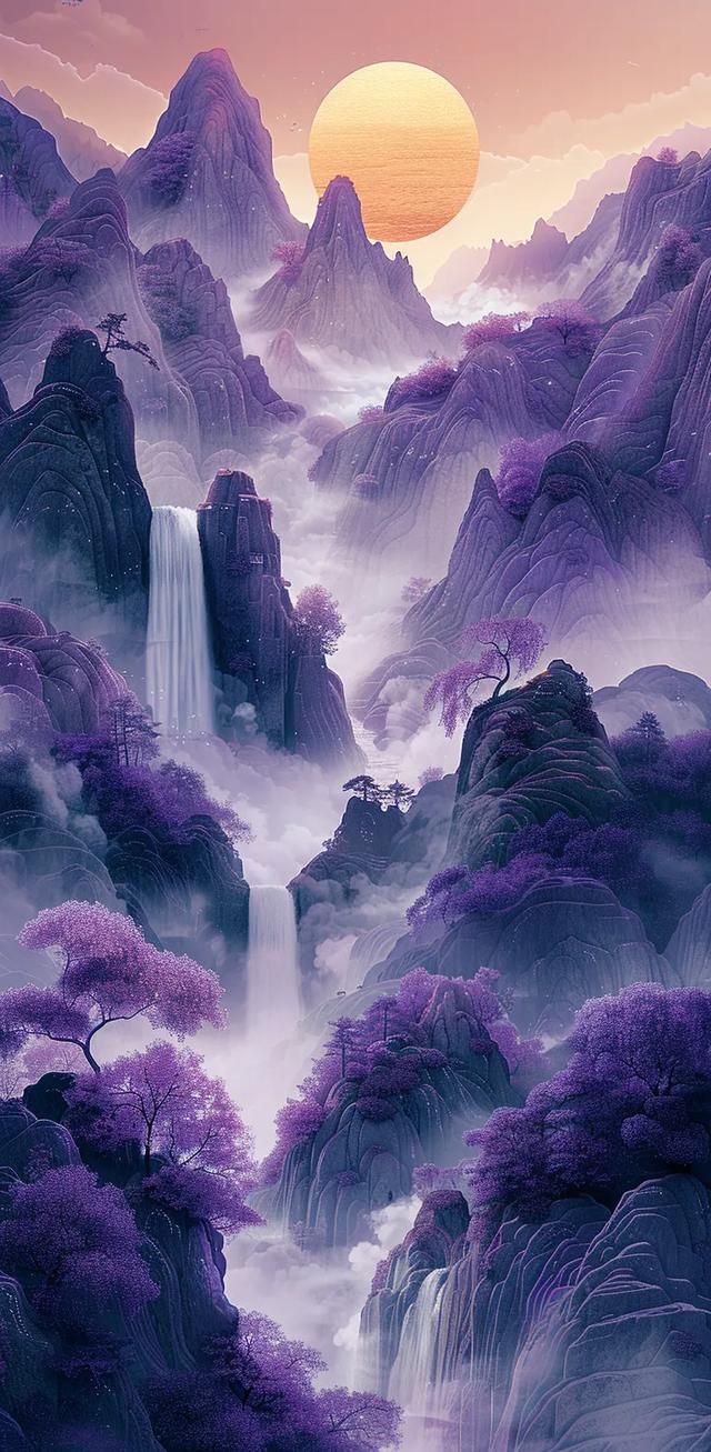 紫色山川湖海壁纸｜和舒服的人在一起 连沉默都是快乐的
