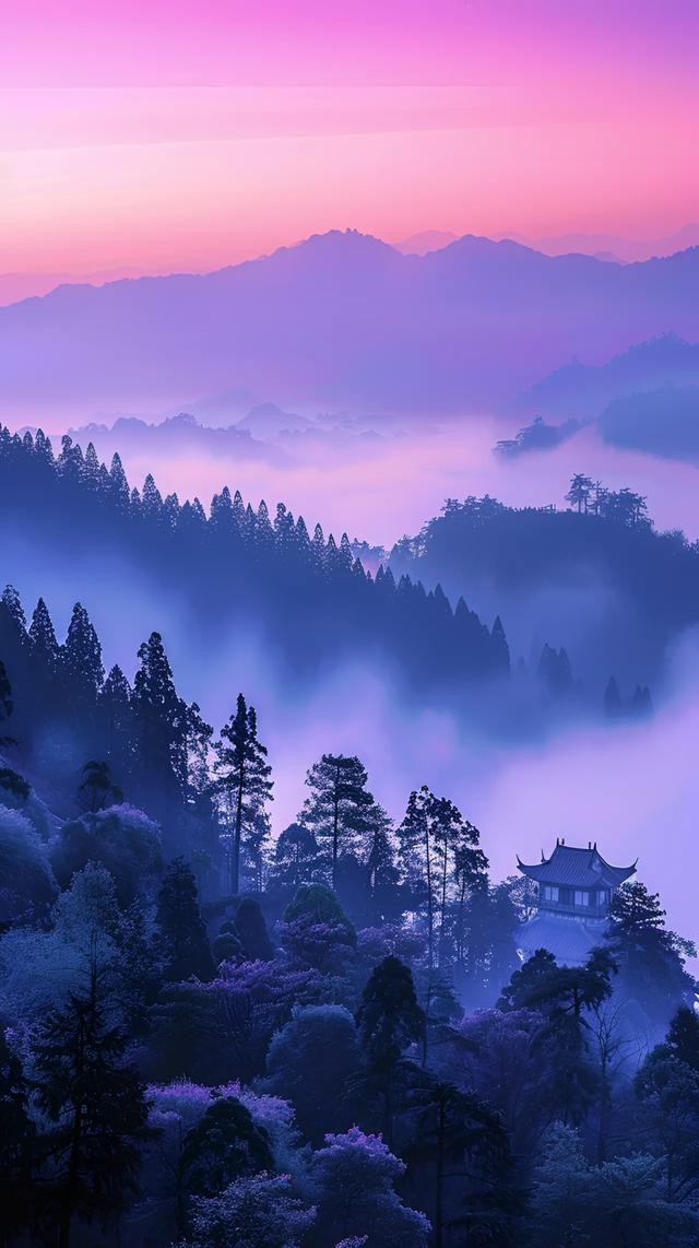 紫色山川湖海壁纸｜和舒服的人在一起 连沉默都是快乐的