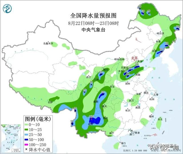 本轮降雨中心确定，具体分布以下地区，今天至8月22日的天气预报