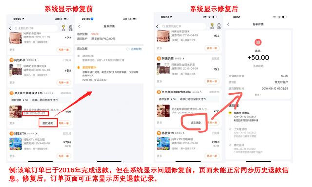 美团客服回应“退款疑问”：已修复退款信息滞后问题，将帮助用户追溯每一笔担心的订单