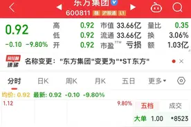 梦醒了！东方集团终于变成st东方，40万抄底的浙江股民已亏97%！图片