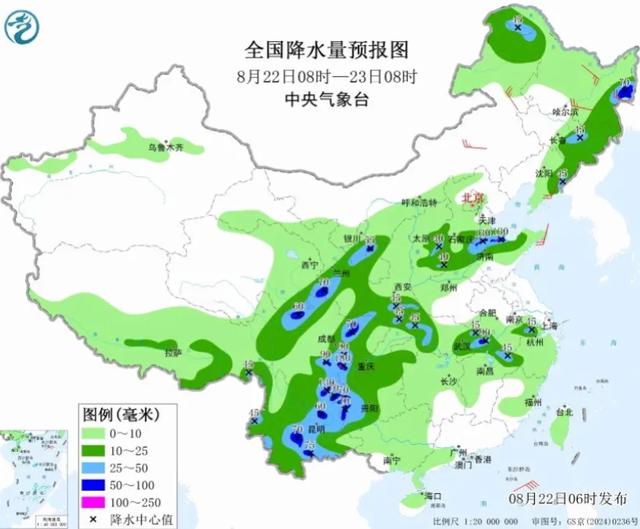 本轮降雨中心已改变，明天8月23日的天气预报，具体分布以下地区