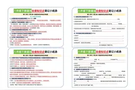 八年级下册道法全册知识点背记小纸条图片