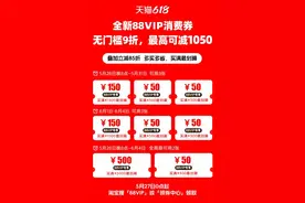 88VIP直享7.65折起！天猫618最新无门槛券最高可减1050元图片