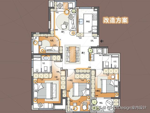 127㎡改造，非要三房朝南？如何破解空间矛盾，实现功能需求？