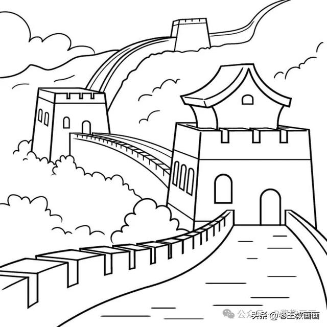 长城简笔画线稿资料，收藏备用