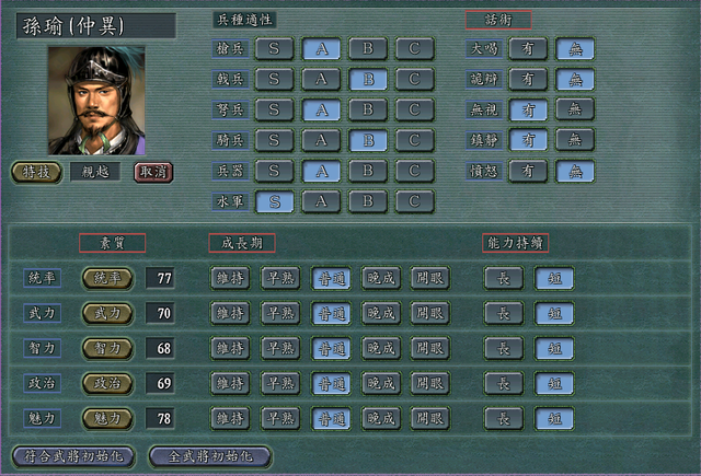 三国志11：魏蜀吴中兵种全C级以上的武将，东吴全胜，蜀汉太可怜