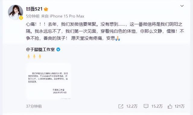 众星发文悼念于朦胧