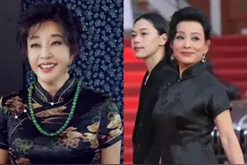 65岁陈冲不愧是影后，穿黑色旗袍端庄贵气，意外撞脸刘晓庆！图片