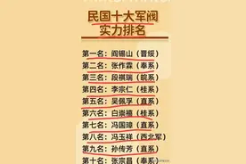 终于有人把民国10大军阀实力排名，整理出来了，收藏备用，涨知识图片
