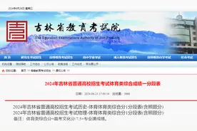 2024年吉林省普通高校招生考试体育类综合成绩一分段表图片