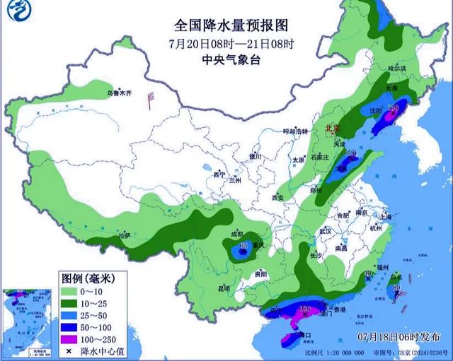本轮降雨分布已发布，明天7月19日天气预报，具体分布以下区域